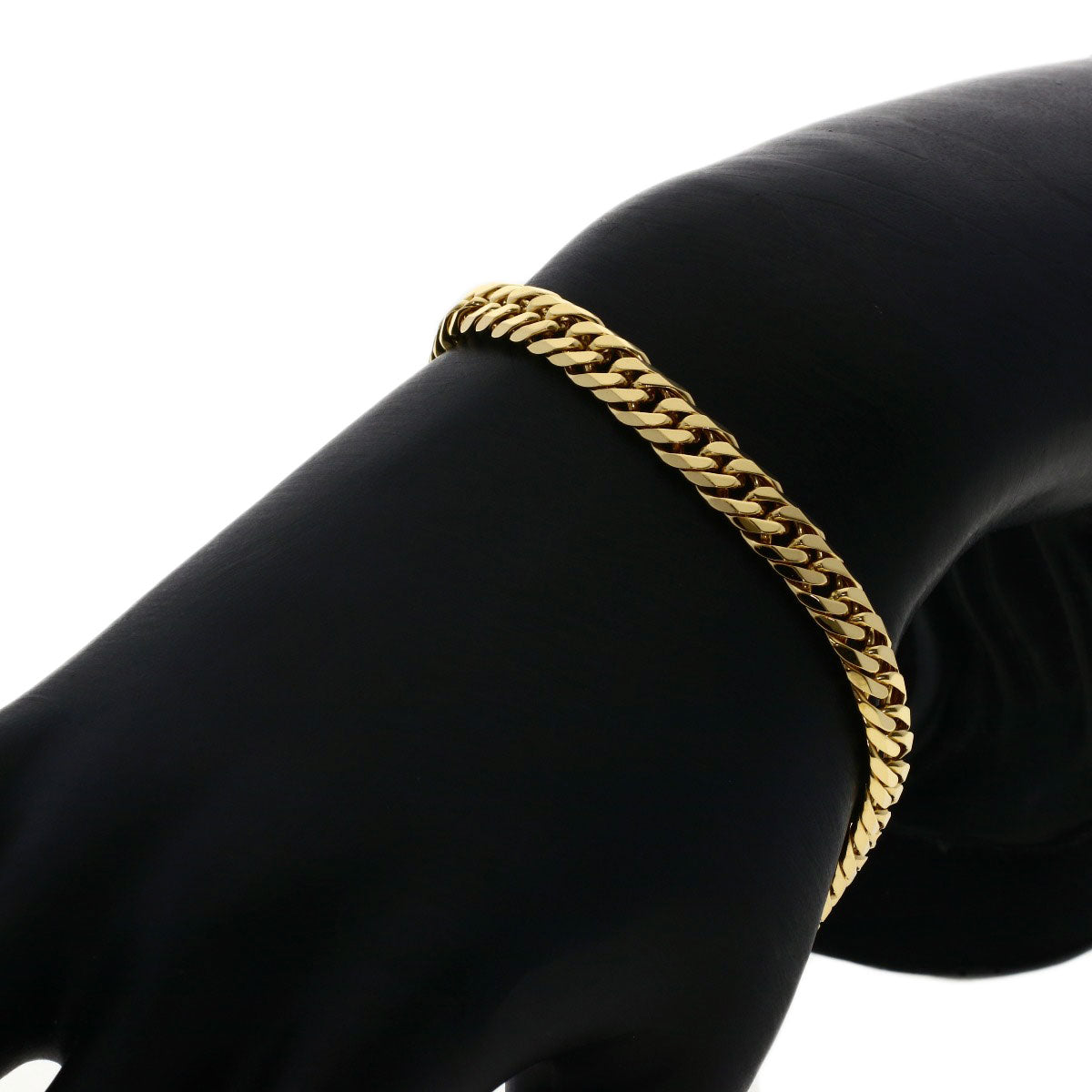 Curb chain Kihei W6 side Bracelet K18 Yellow Gold 20.4g　mens