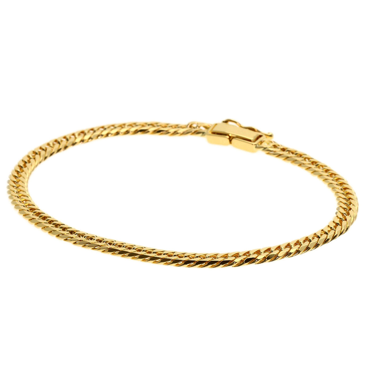 Curb chain Kihei W6 side Bracelet K18 Yellow Gold 10.2g　mens