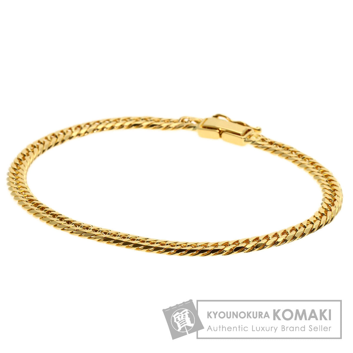 Curb chain Kihei W6 side Bracelet K18 Yellow Gold 10.2g　mens