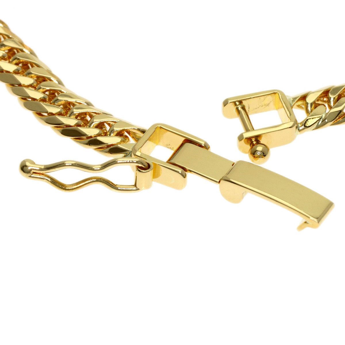 Curb chain Kihei W6 side Bracelet K18 Yellow Gold 10.2g　mens