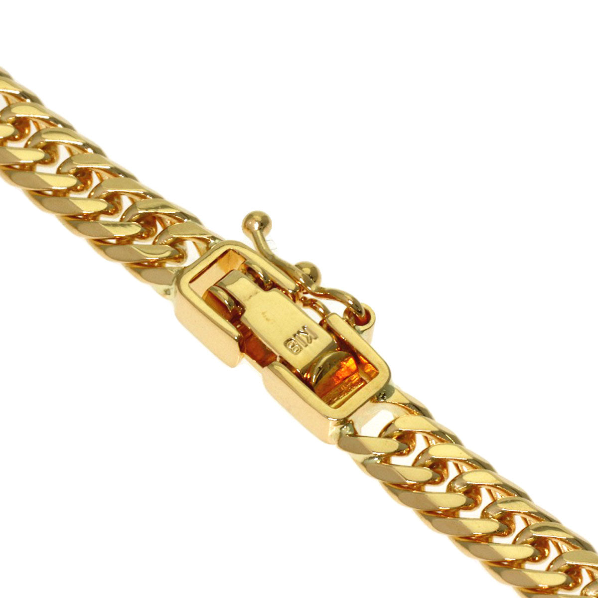 Curb chain Kihei W6 side Bracelet K18 Yellow Gold 10g　Ladies