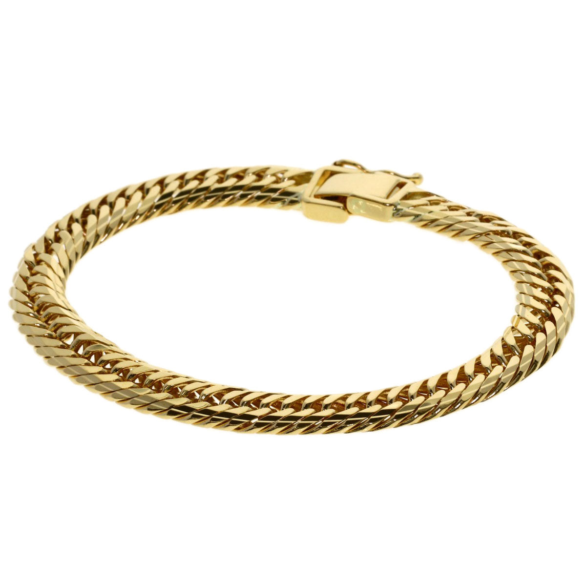 Curb chain, triple 10-sided. Bracelet K18 Yellow Gold 18.4g　Ladies