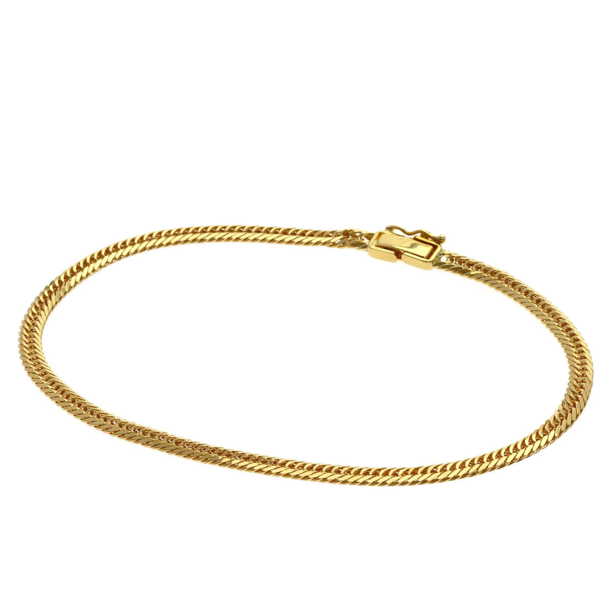 Curb chain, triple 8-sided. Bracelet K18 Yellow Gold 10.2g　mens