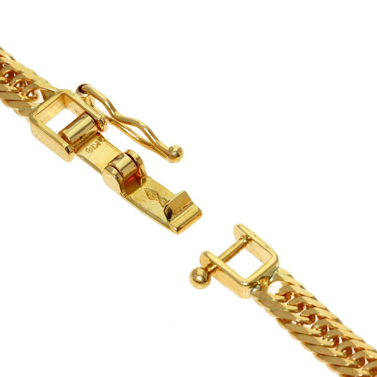Curb chain, triple 8-sided. Bracelet K18 Yellow Gold 10.2g　mens