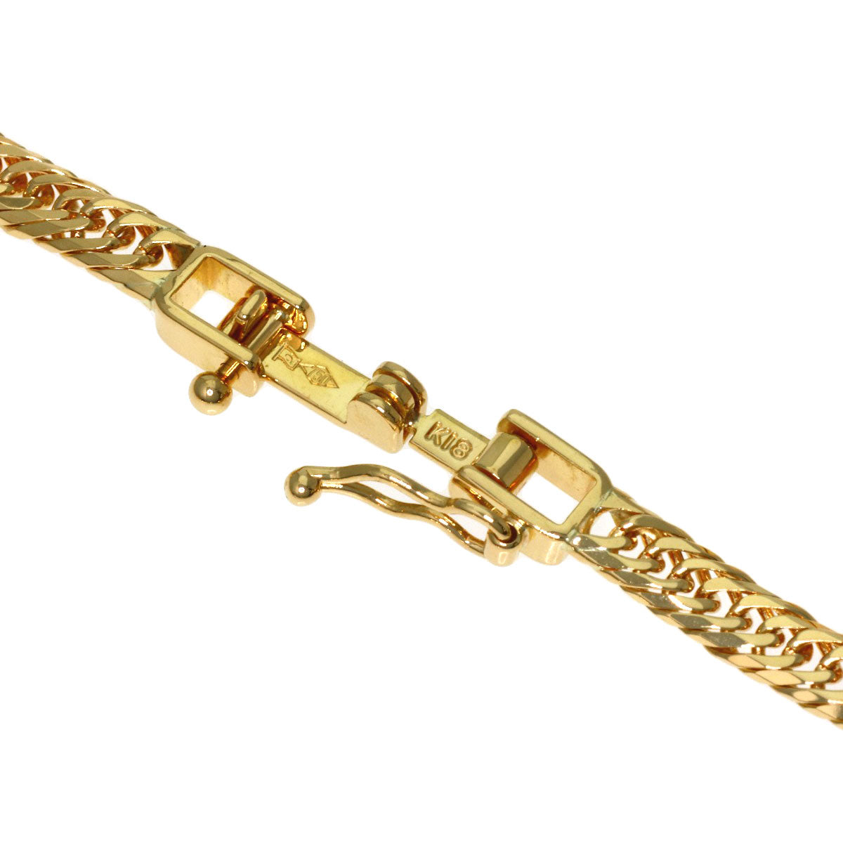 Curb chain, triple 8-sided. Necklace K18 Yellow Gold 10.2g　Ladies