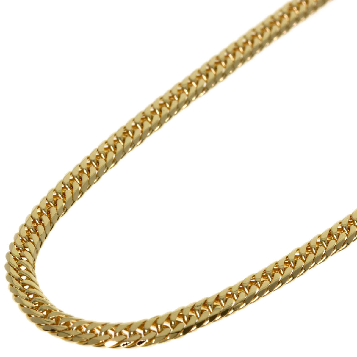 Curb chain Kihei W6 side Necklace K18 Yellow Gold 10g　mens