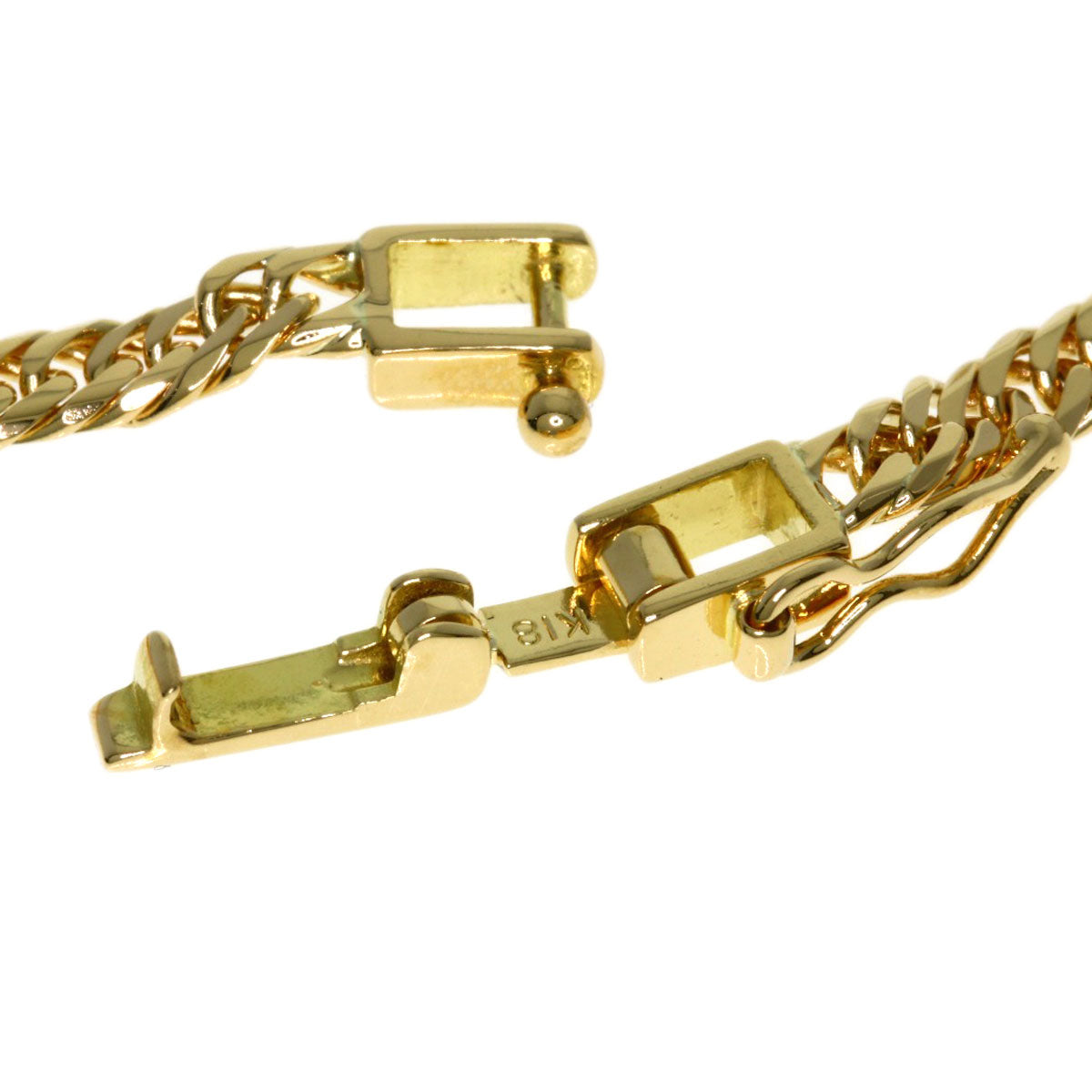 Curb chain Kihei W6 side Necklace K18 Yellow Gold 10g　mens