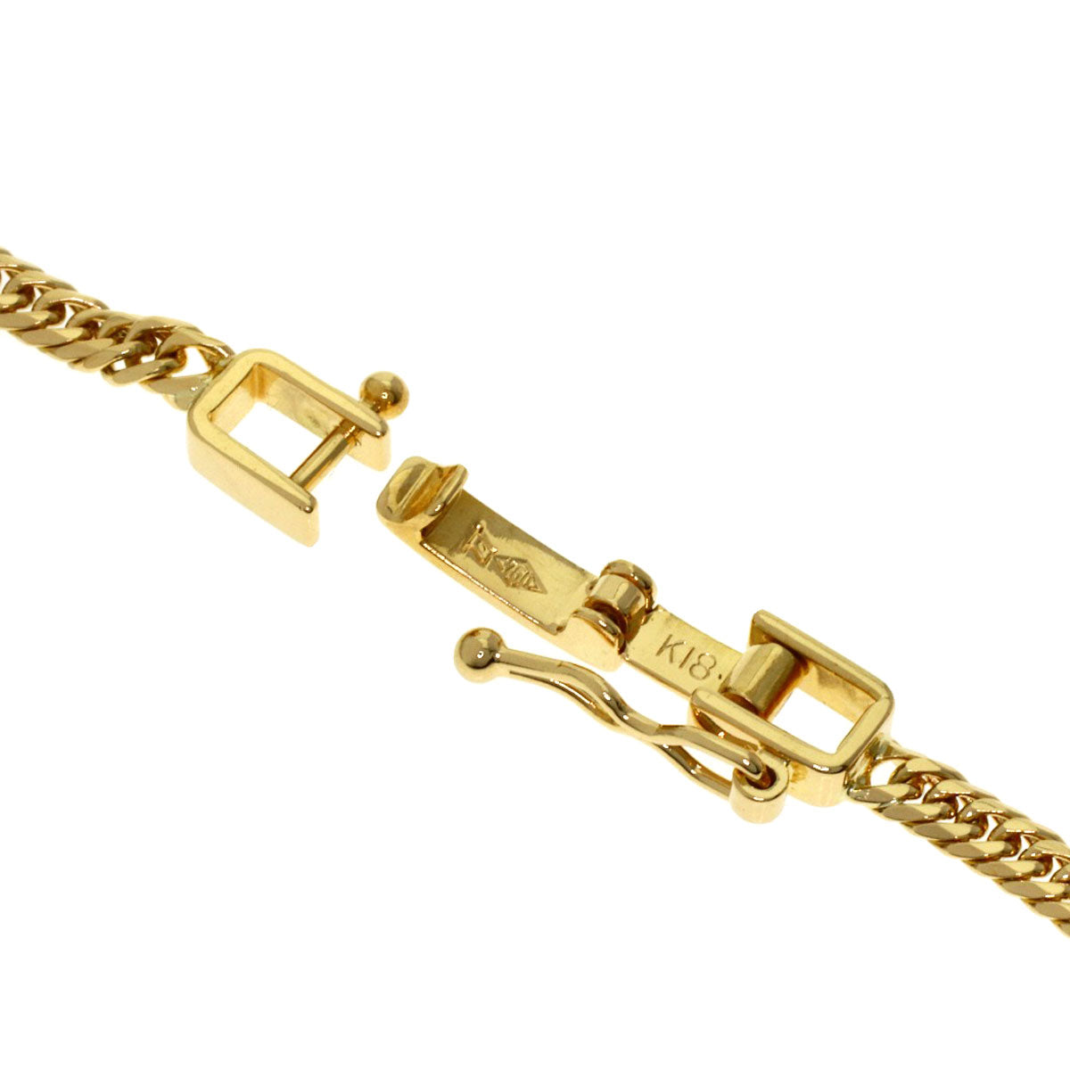 Curb chain Kihei W6 side Necklace K18 Yellow Gold 10.2g　Ladies