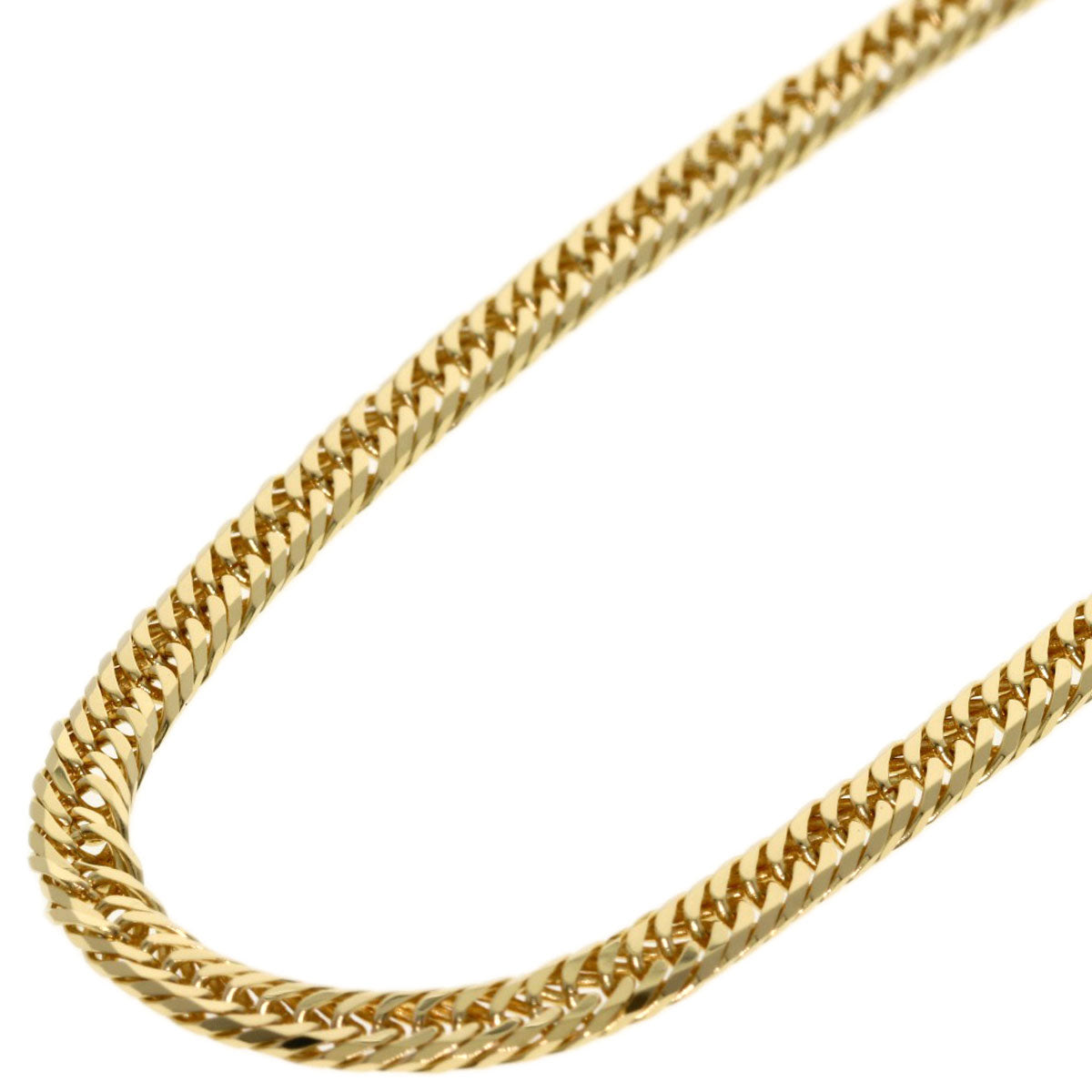 Curb chain, triple 8-sided. Necklace K18 Yellow Gold 10.3g　mens