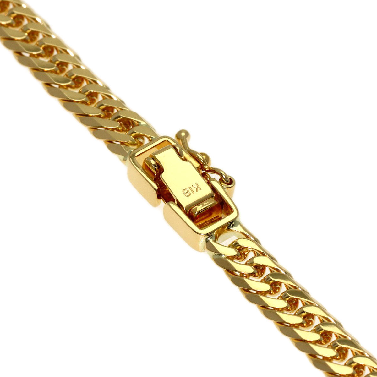 Curb chain Kihei W6 side Necklace K18 Yellow Gold 30g　mens