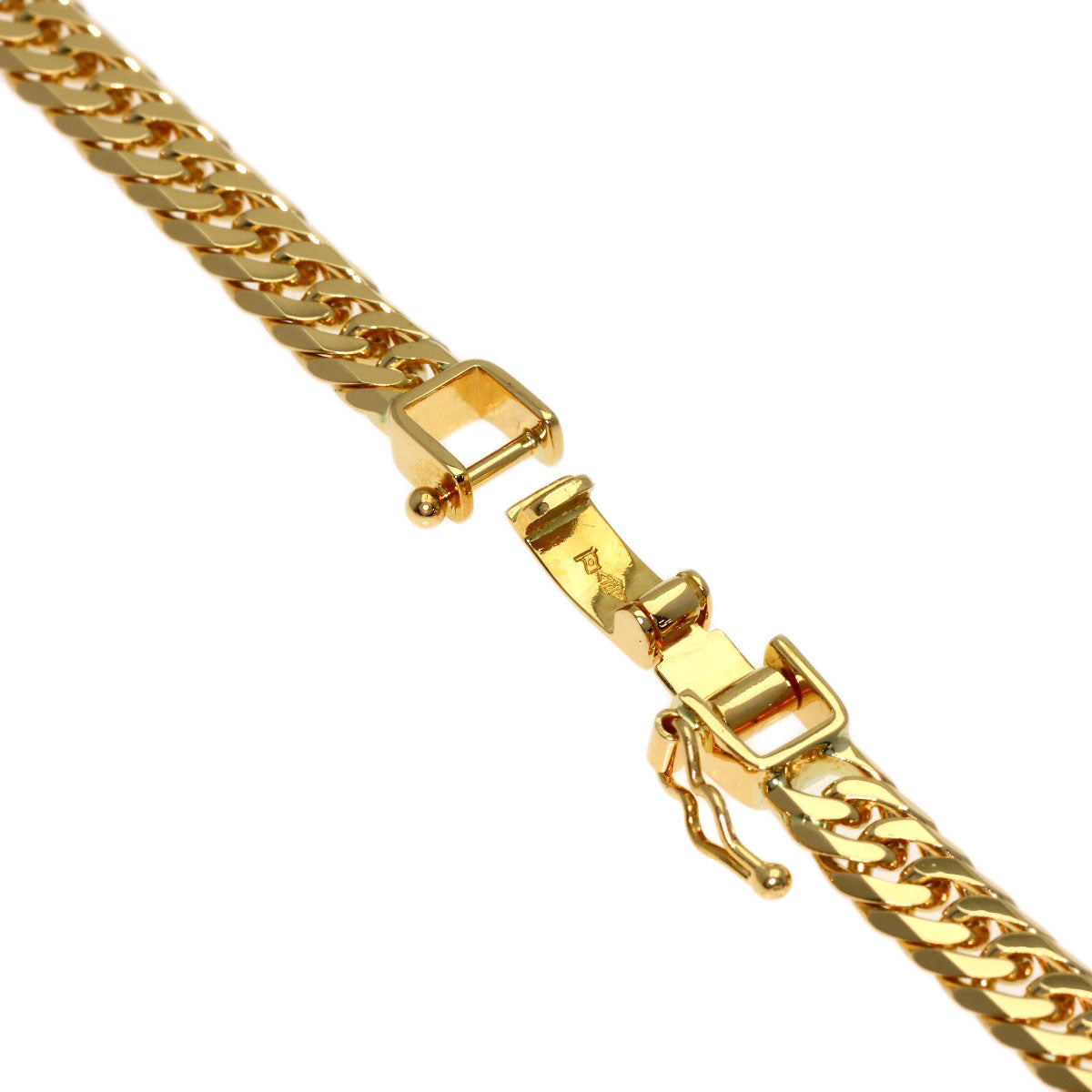 Curb chain Kihei W6 side Necklace K18 Yellow Gold 30g　mens