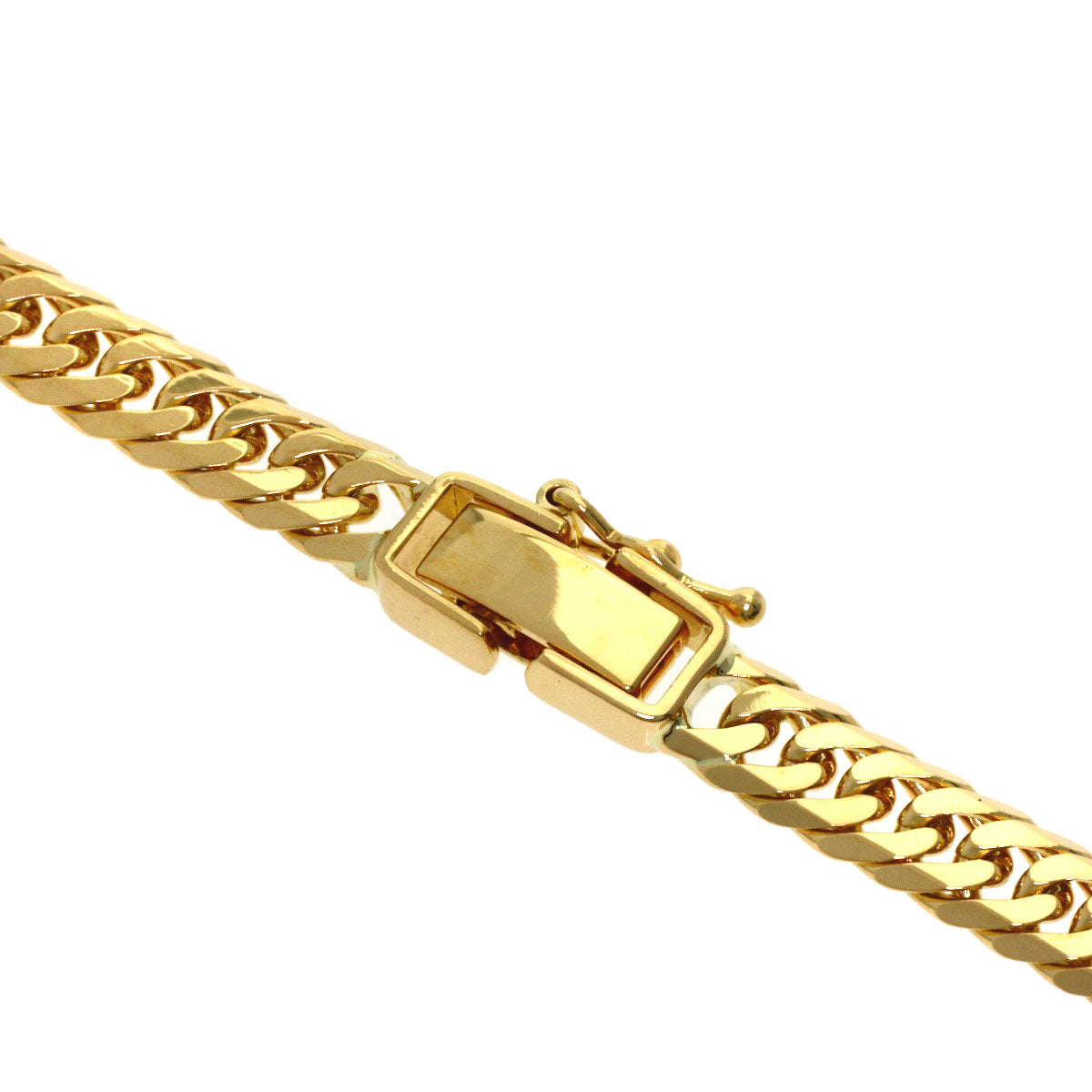 Curb chain Kihei W6 side Necklace K18 Yellow Gold 30.2g　mens