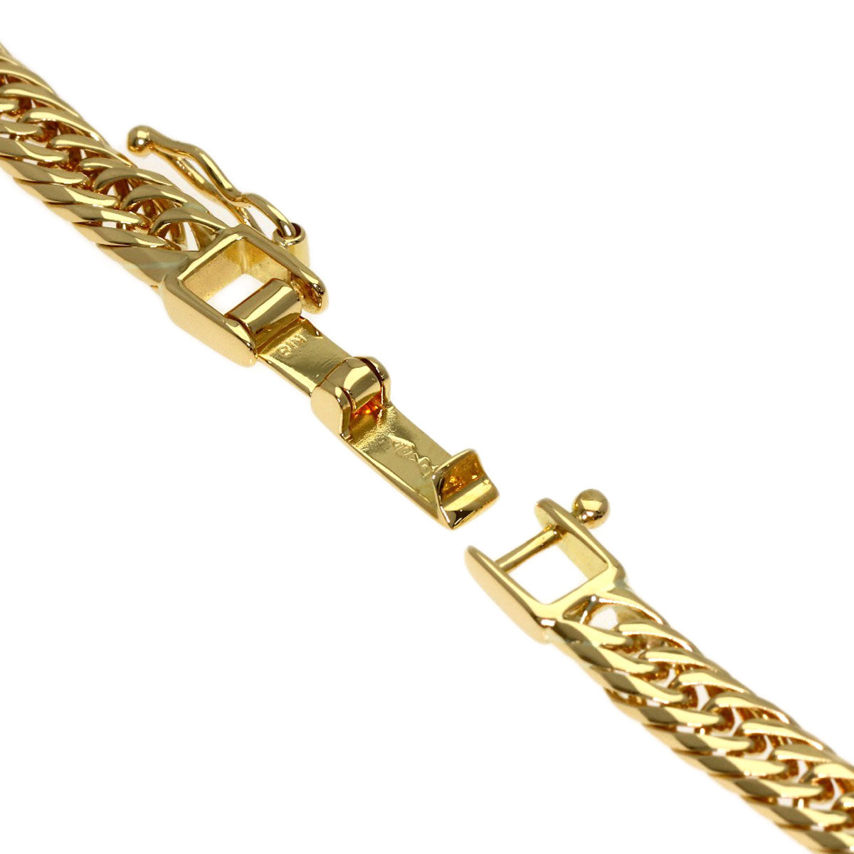 Curb chain, triple 8-sided. Necklace K18 Yellow Gold 19.8g　Ladies