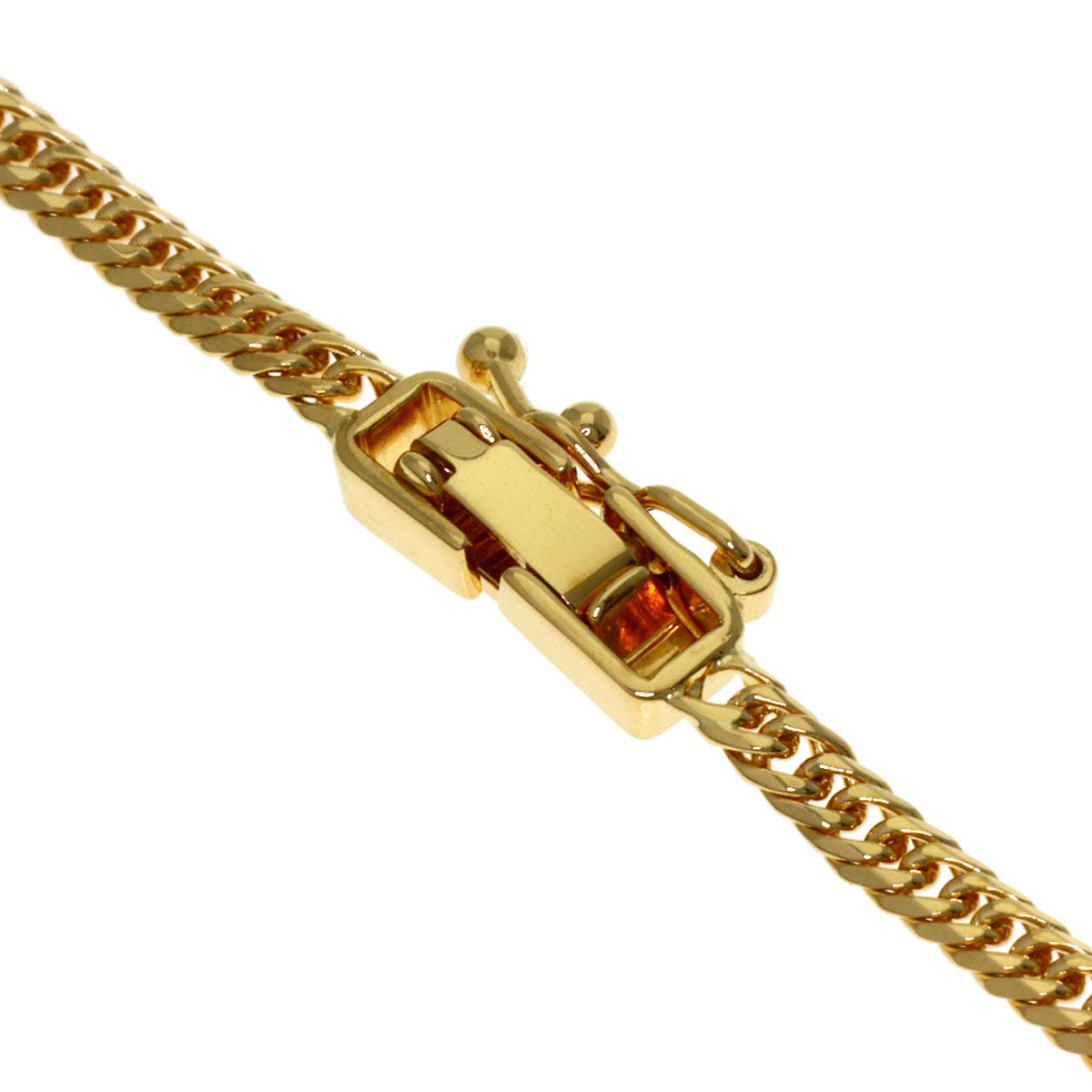 Curb chain Kihei W6 side Necklace K18 Yellow Gold 10.2g　Ladies