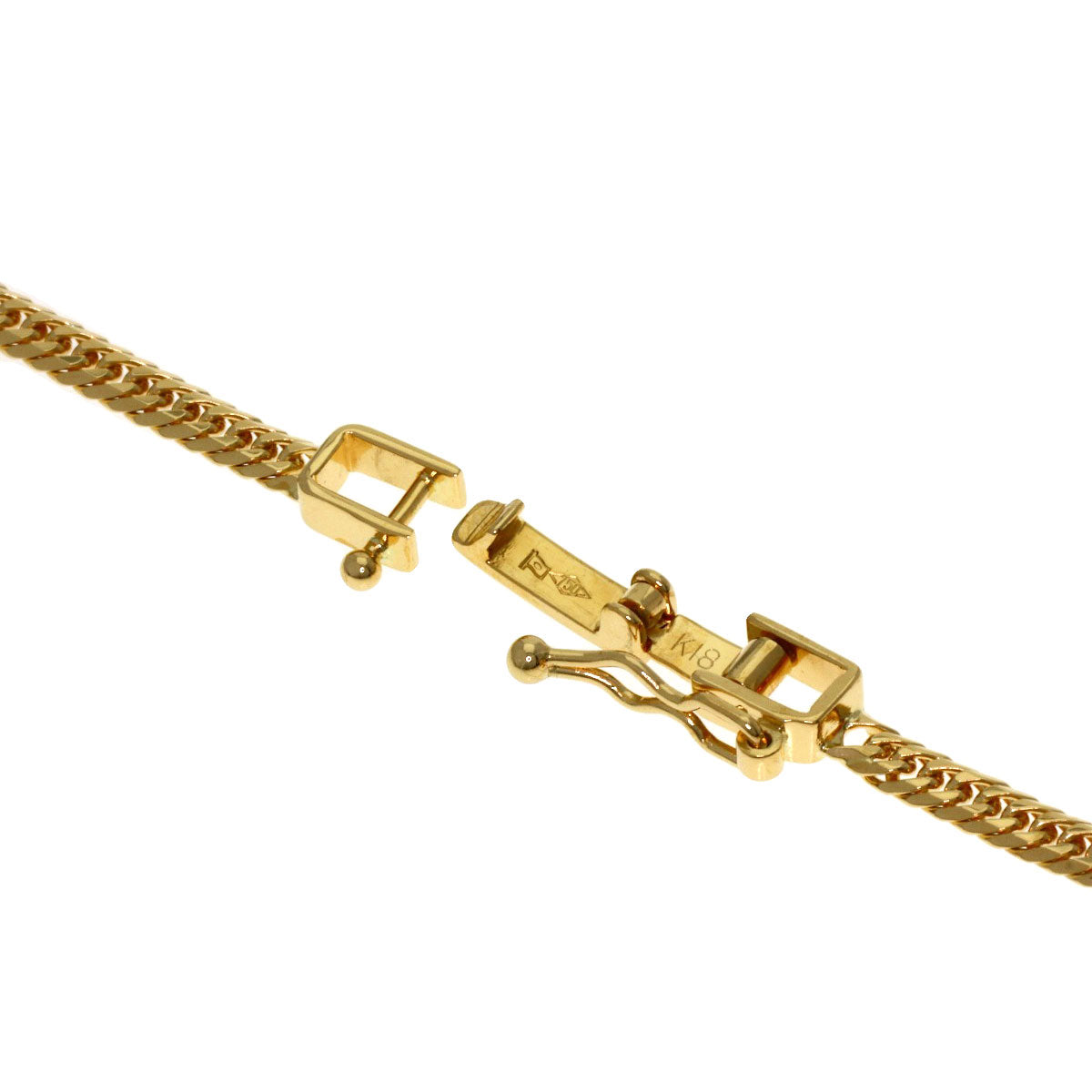 Curb chain Kihei W6 side Necklace K18 Yellow Gold 10.2g　Ladies