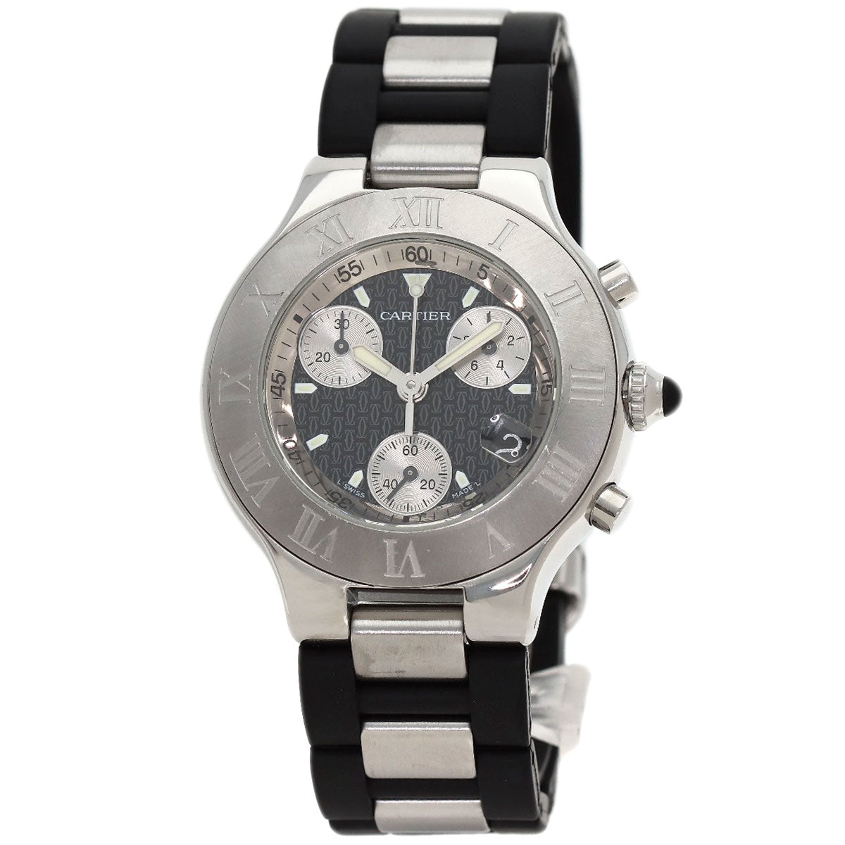 CARTIER 21 CHRONOSCAPH Watches W10125U2 Stainless Steel/Rubber mens