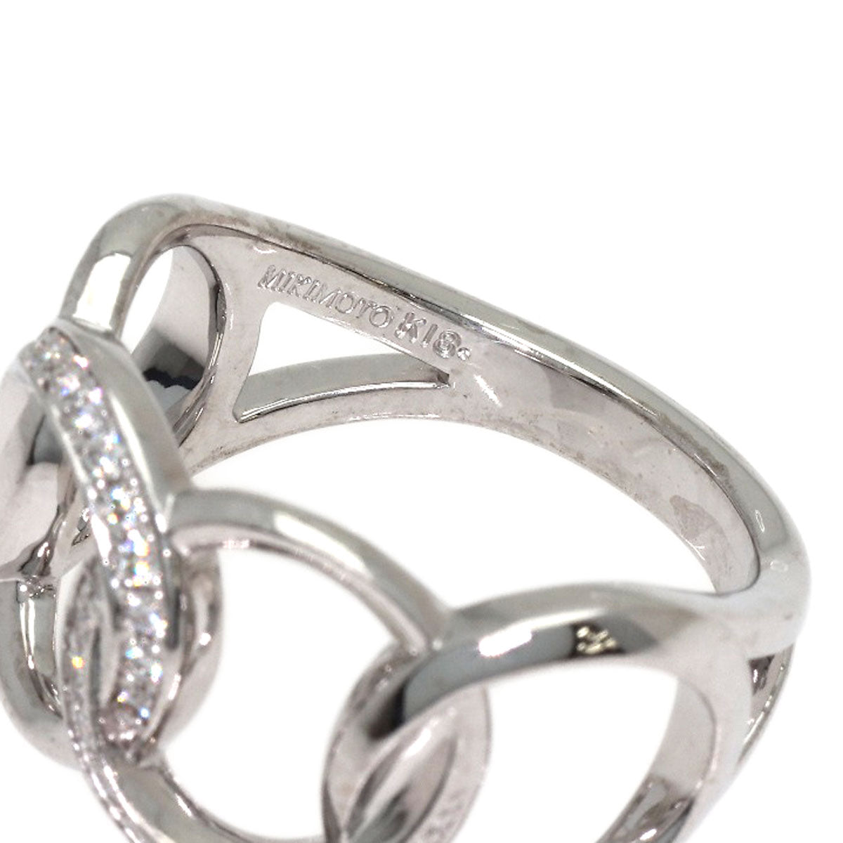 MIKIMOTO Circle Diamond Ring K18 White Gold Ladies [Used]