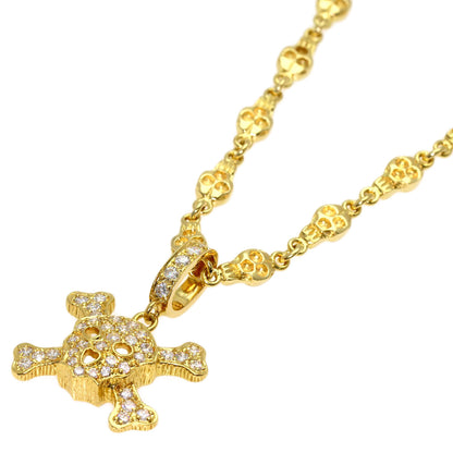 0.62ct Skull motif diamond Necklace K18 Yellow Gold 24g　Ladies