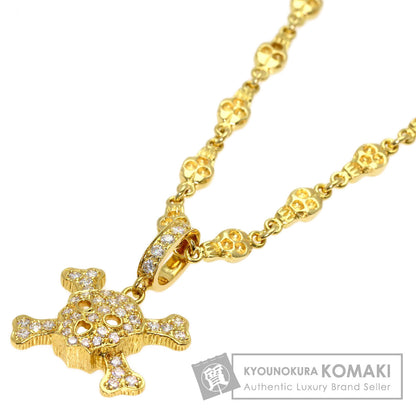 0.62ct Skull motif diamond Necklace K18 Yellow Gold 24g　Ladies