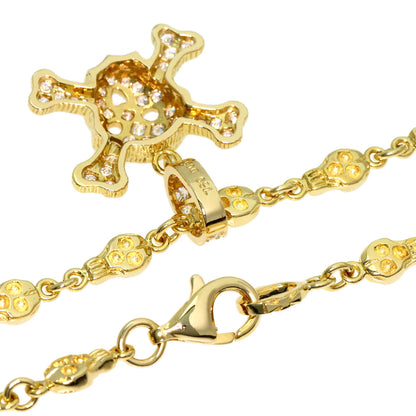 0.62ct Skull motif diamond Necklace K18 Yellow Gold 24g　Ladies