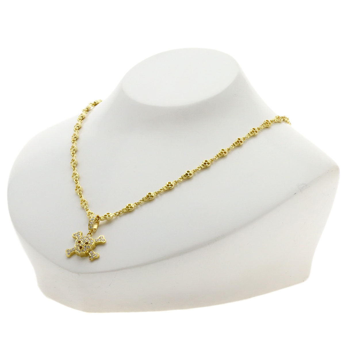 0.62ct Skull motif diamond Necklace K18 Yellow Gold 24g　Ladies