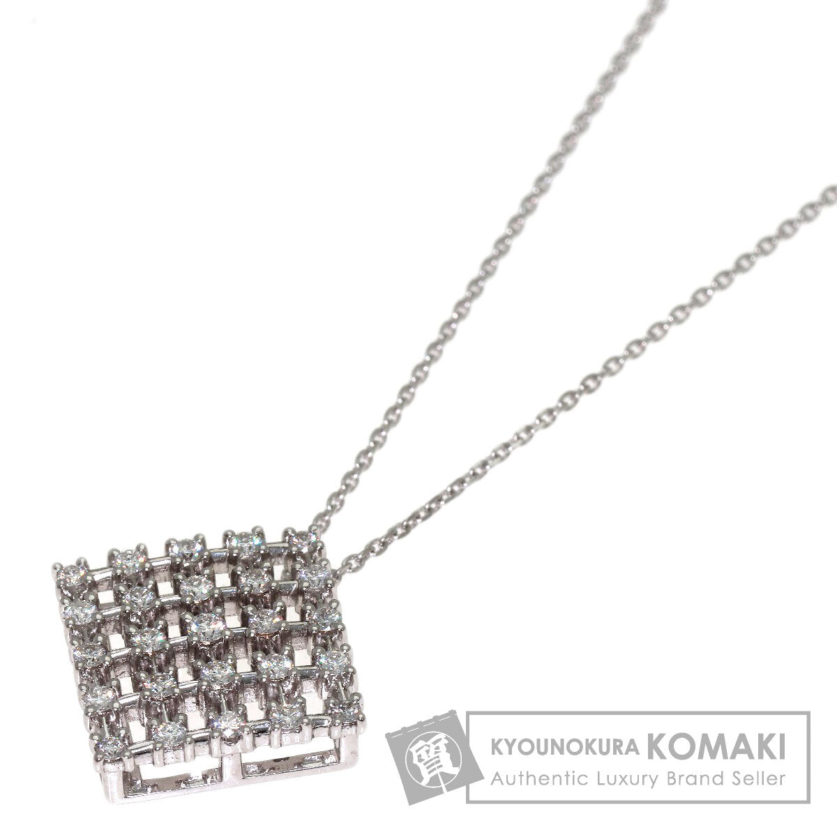 TASAKI Square Diamond Necklace K18 White Gold Ladies [Used]