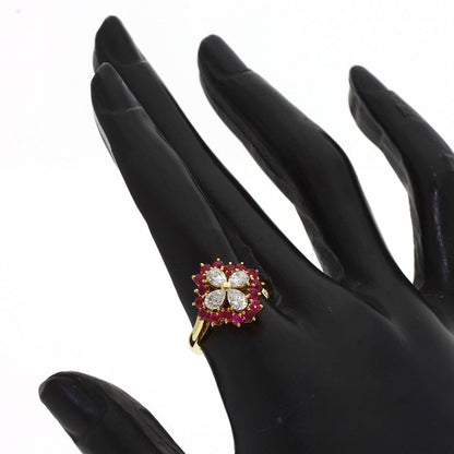 MIKIMOTO Diamond Ruby Ring K18 Yellow Gold Ladies [Used]
