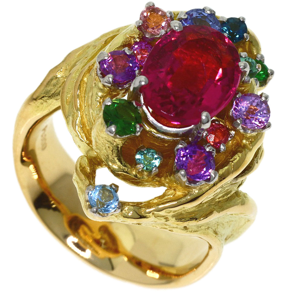 IWAKURA KOJI Pink Tourmaline Colored Stone Ring Platinum PT900 18K Yellow GoldLadies [Used]