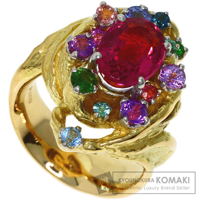 IWAKURA KOJI Pink Tourmaline Colored Stone Ring Platinum PT900 18K Yellow GoldLadies [Used]