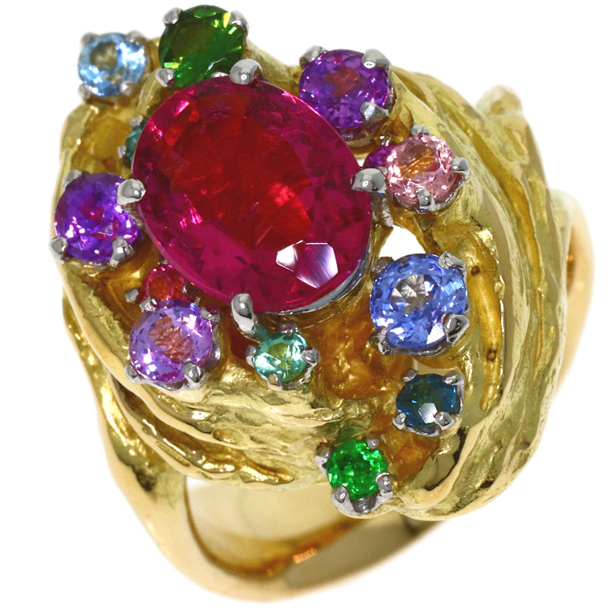 IWAKURA KOJI Pink Tourmaline Colored Stone Ring Platinum PT900 18K Yellow GoldLadies [Used]