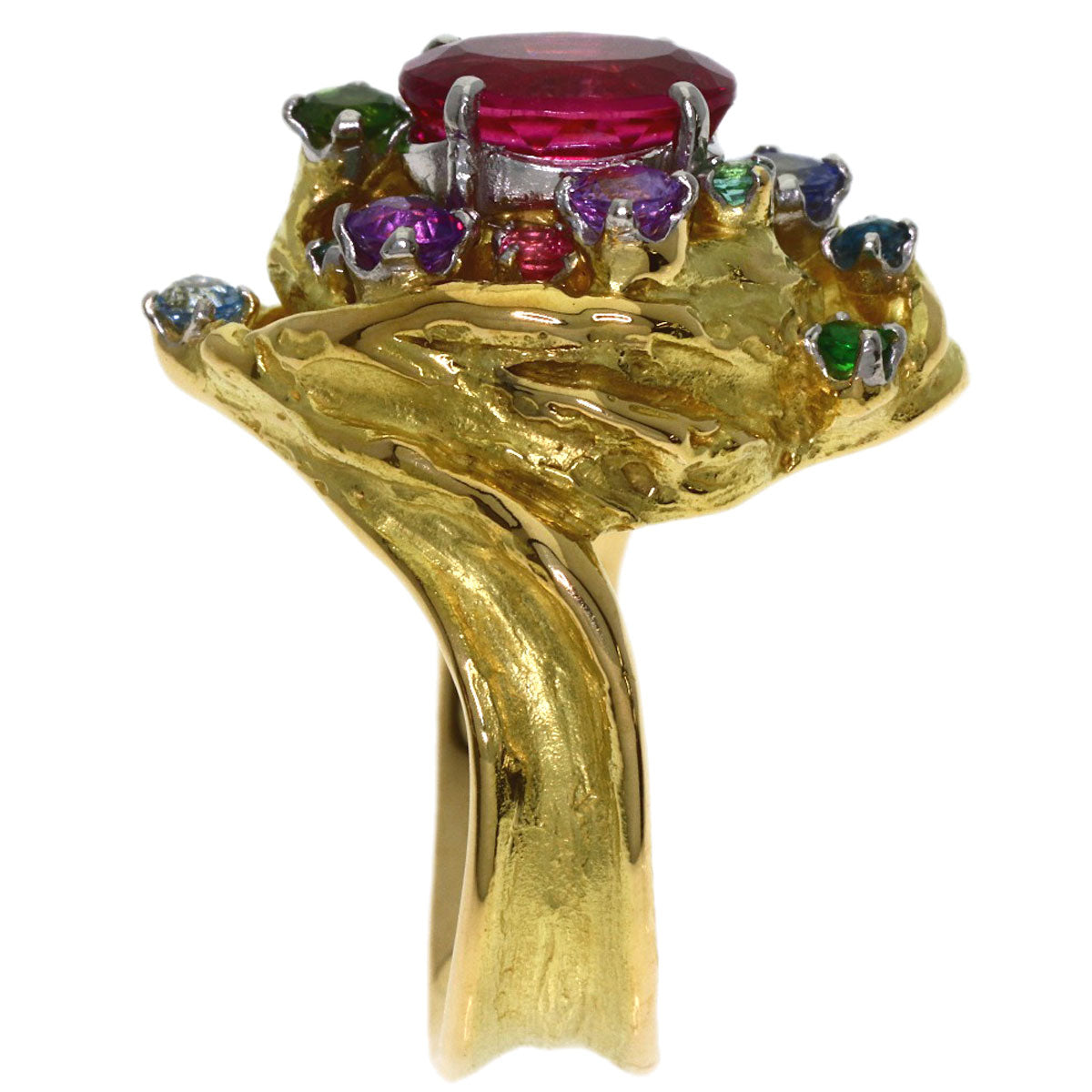 IWAKURA KOJI Pink Tourmaline Colored Stone Ring Platinum PT900 18K Yellow GoldLadies [Used]