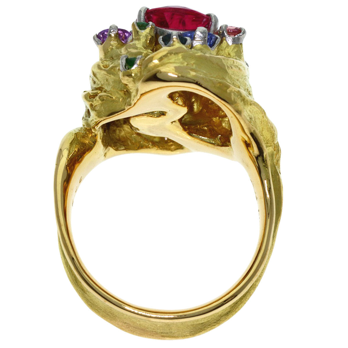 IWAKURA KOJI Pink Tourmaline Colored Stone Ring Platinum PT900 18K Yellow GoldLadies [Used]