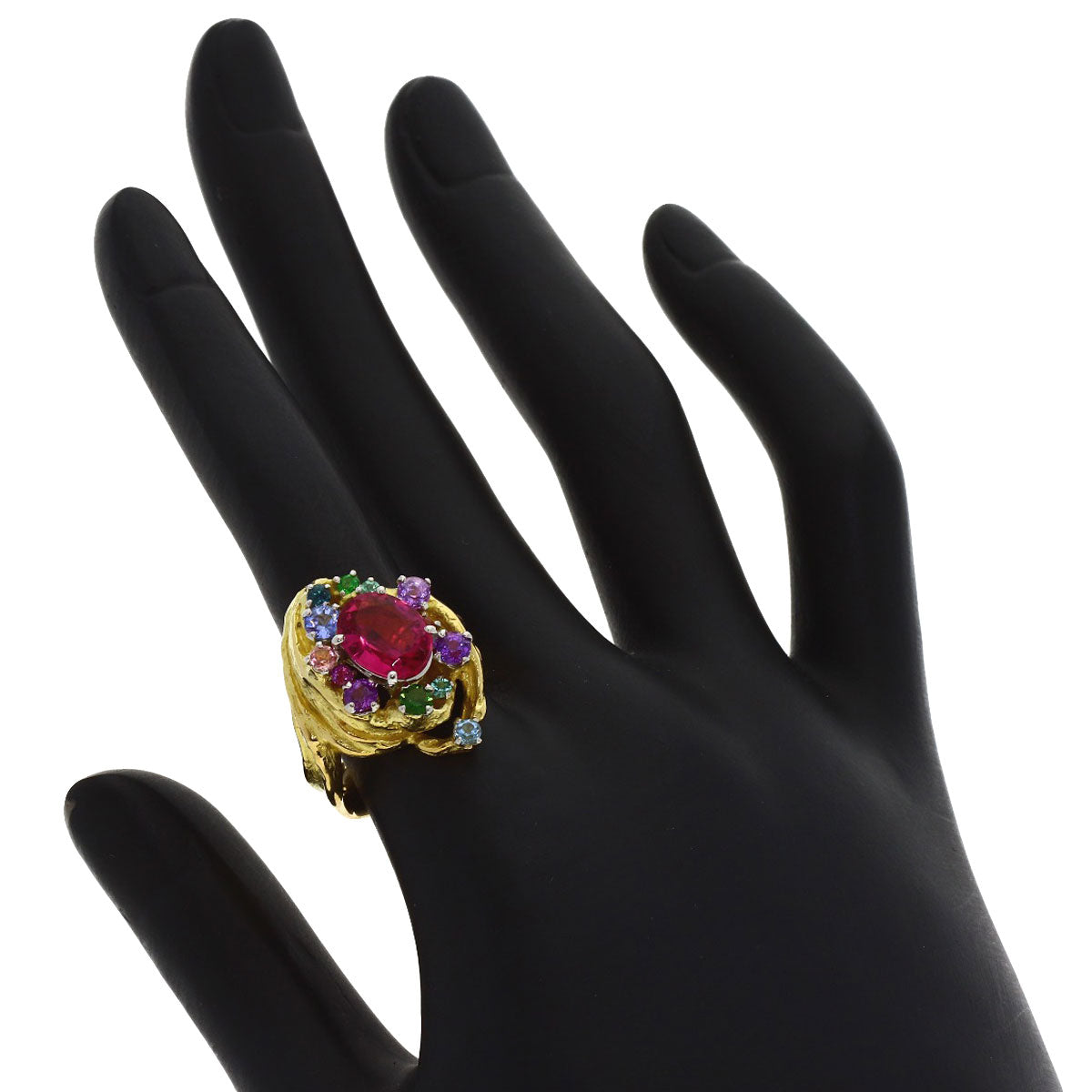 IWAKURA KOJI Pink Tourmaline Colored Stone Ring Platinum PT900 18K Yellow GoldLadies [Used]
