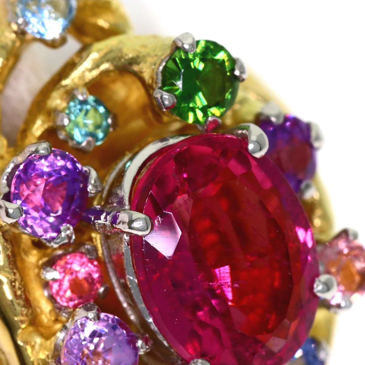 IWAKURA KOJI Pink Tourmaline Colored Stone Ring Platinum PT900 18K Yellow GoldLadies [Used]