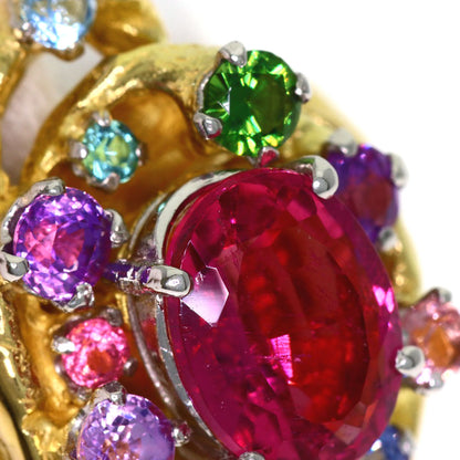IWAKURA KOJI Pink Tourmaline Colored Stone Ring Platinum PT900 18K Yellow GoldLadies [Used]
