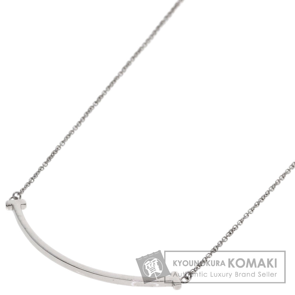 TIFFANY&Co. T smile small Necklace K18 White Gold Ladies [Used]
