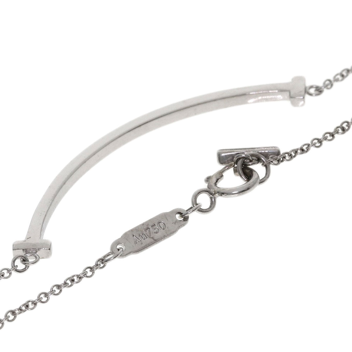 TIFFANY&Co. T smile small Necklace K18 White Gold Ladies [Used]
