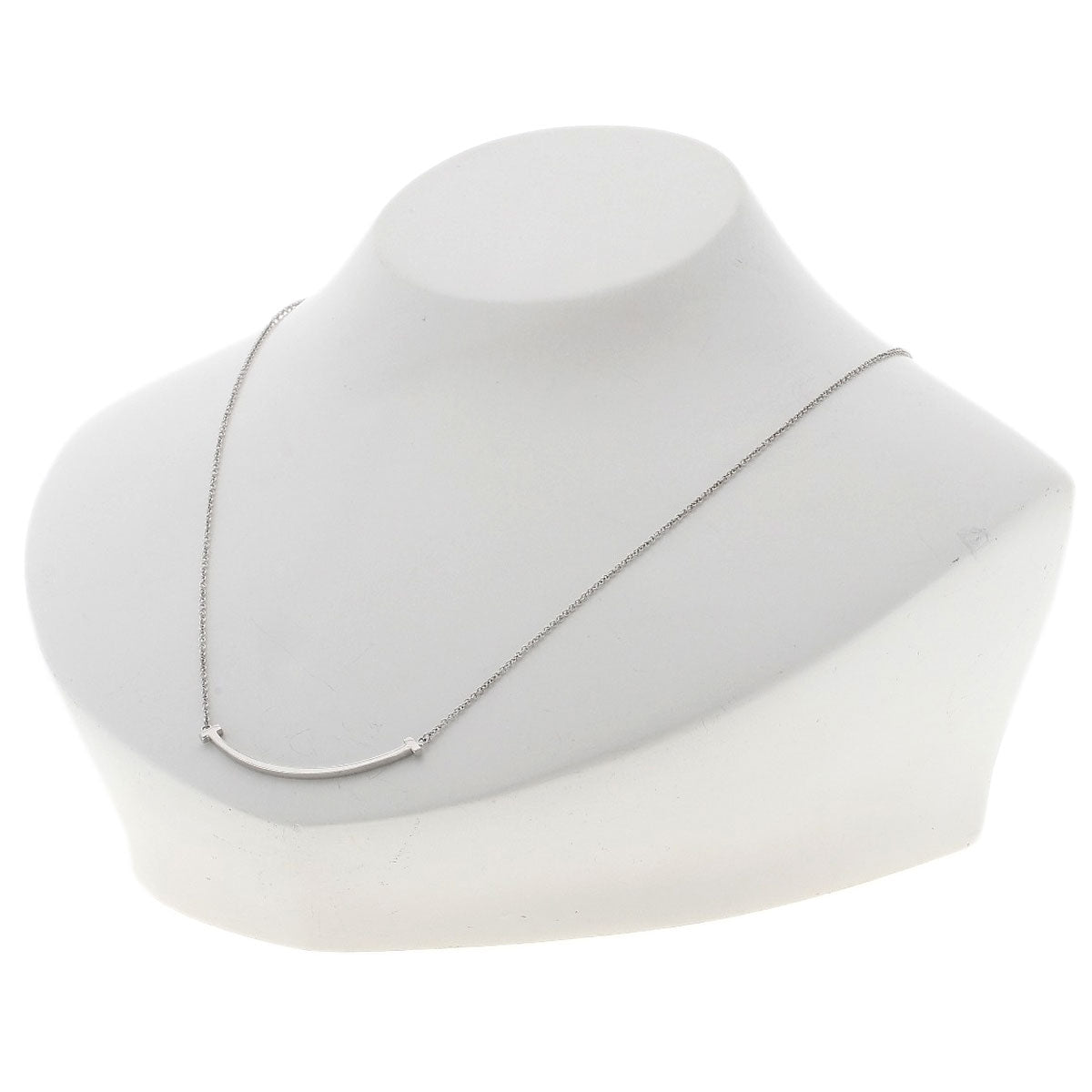 TIFFANY&Co. T smile small Necklace K18 White Gold Ladies [Used]