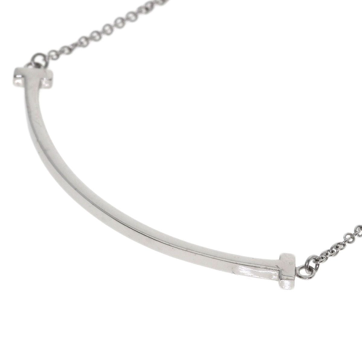 TIFFANY&Co. T smile small Necklace K18 White Gold Ladies [Used]