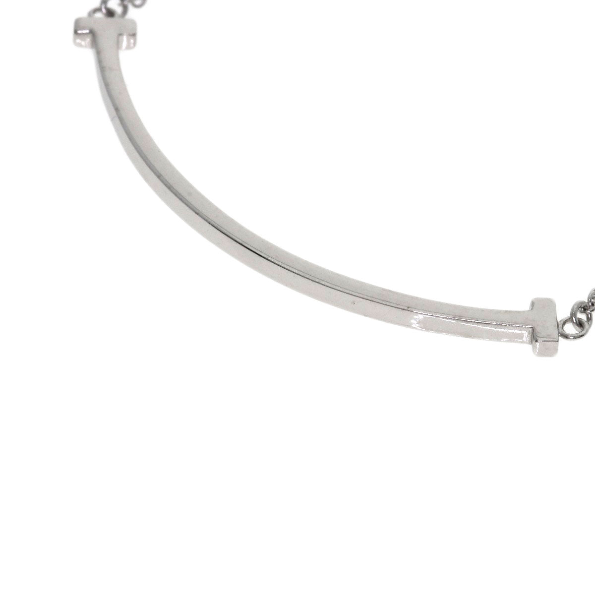 TIFFANY&Co. T smile small Necklace K18 White Gold Ladies [Used]