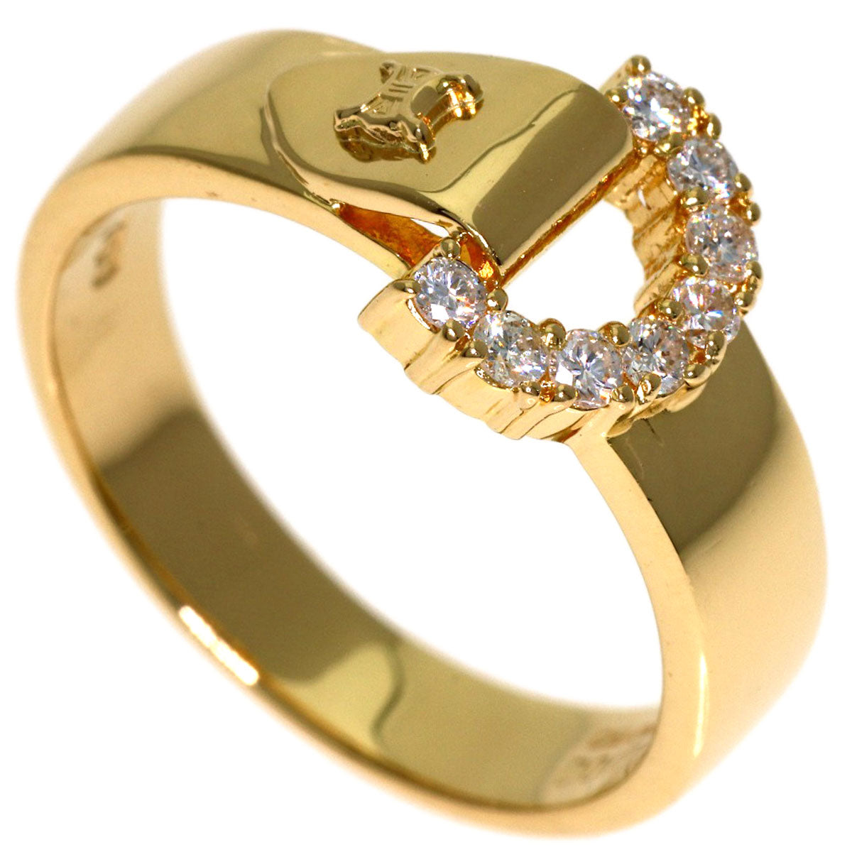 CELINE Belt motif Diamond Ring K18 Yellow Gold Ladies [Used]