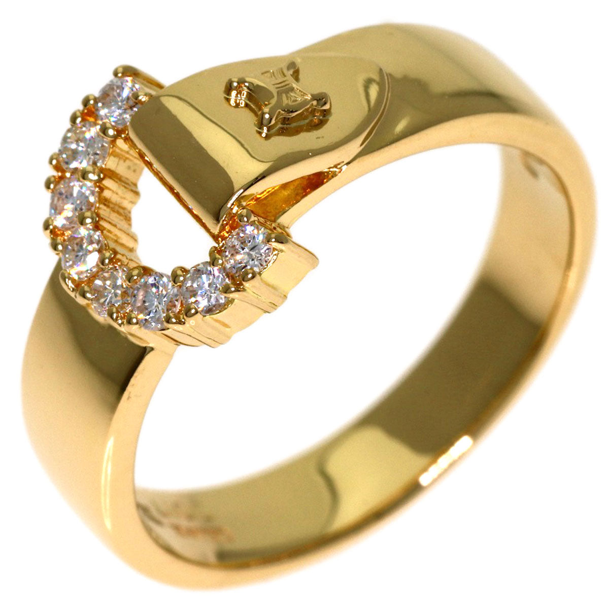 CELINE Belt motif Diamond Ring K18 Yellow Gold Ladies [Used]