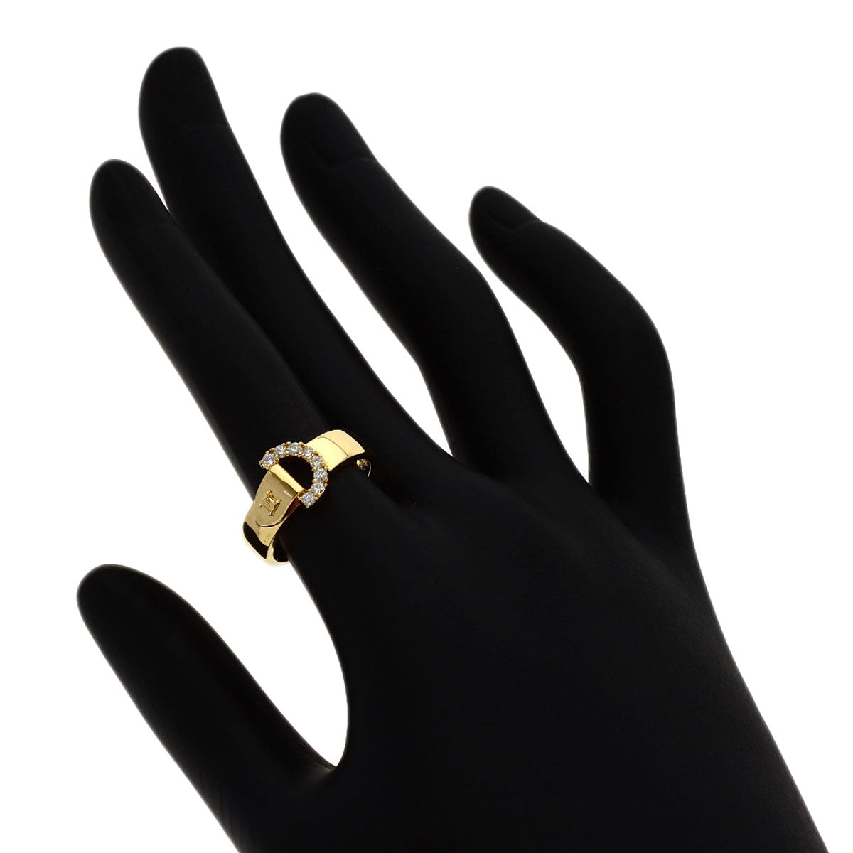 CELINE Belt motif Diamond Ring K18 Yellow Gold Ladies [Used]