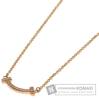 TIFFANY&Co. T Smile Mini Diamond Necklace K18 Pink Gold Ladies [Used]