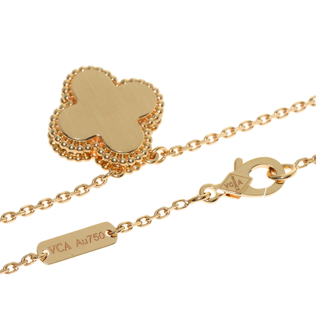Van Cleef & Arpels Vintage Alhambra Pink Shell Diamond Necklace K18 Pink Gold Ladies [Used]