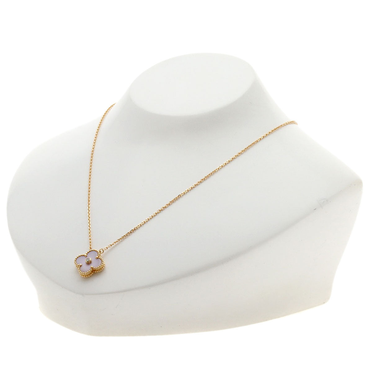 Van Cleef & Arpels Vintage Alhambra Pink Shell Diamond Necklace K18 Pink Gold Ladies [Used]