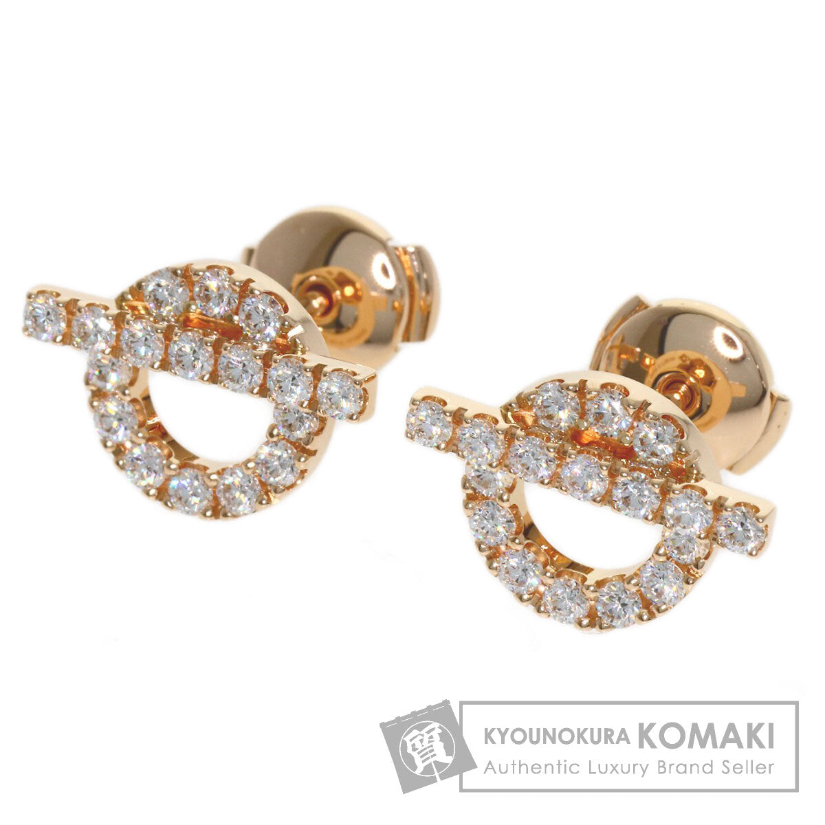 HERMES Finesse Diamond earring K18 Pink Gold Ladies [Used]