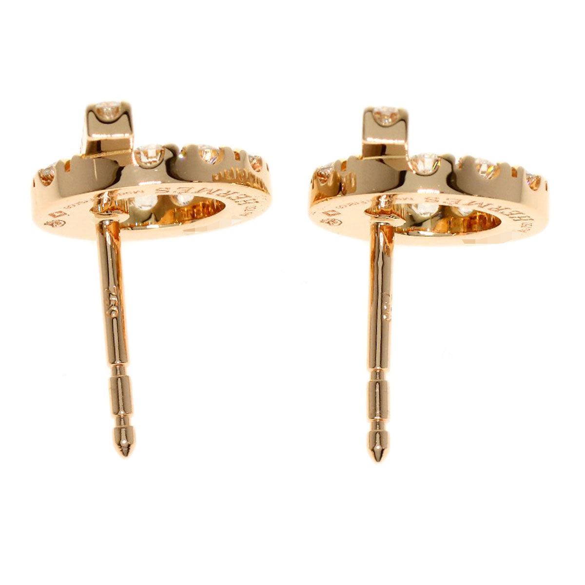 HERMES Finesse Diamond earring K18 Pink Gold Ladies [Used]