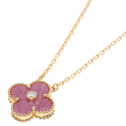Van Cleef & Arpels Vintage Alhambra Rhodonite Diamond Necklace K18 Pink Gold Ladies [Used]
