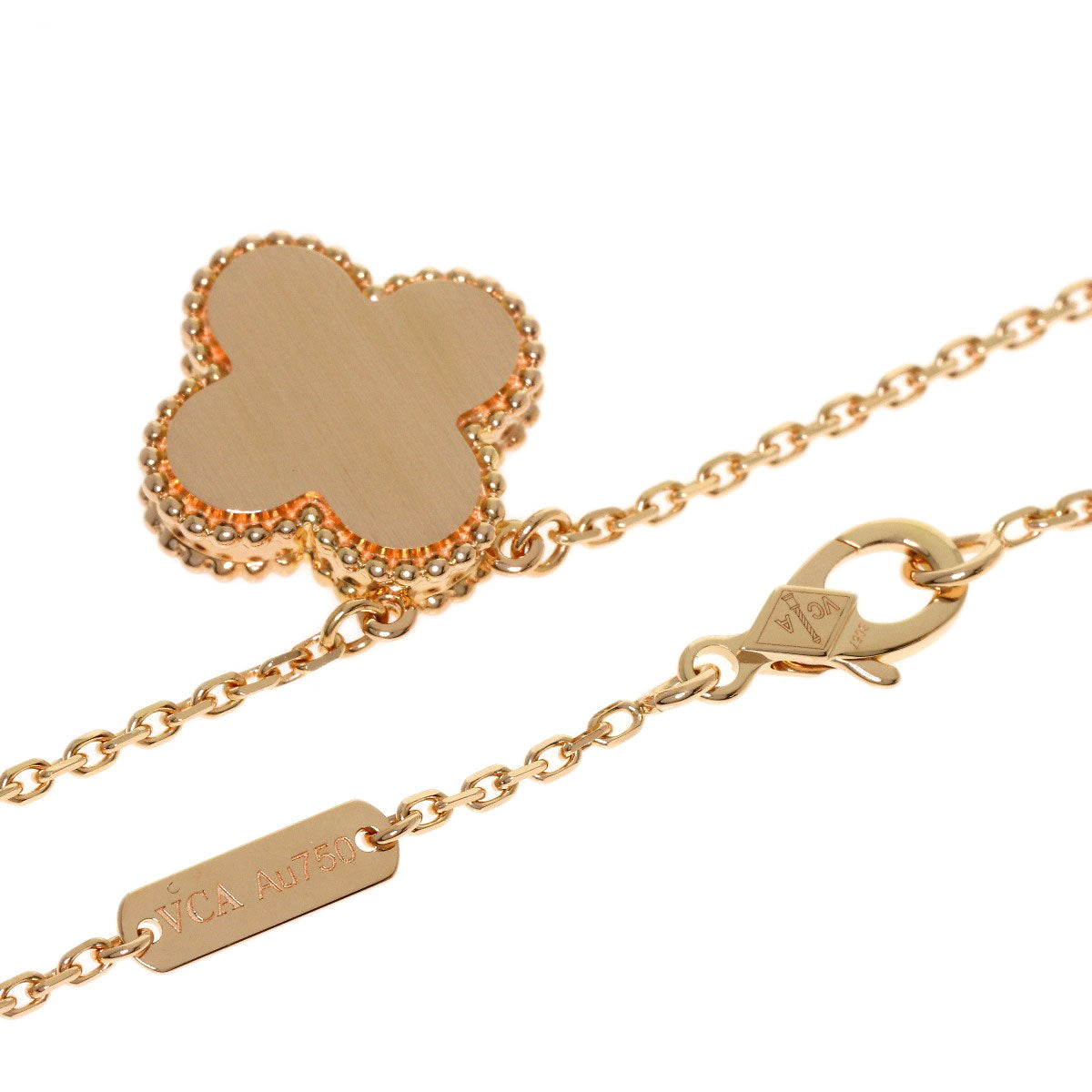 Van Cleef & Arpels Vintage Alhambra Rhodonite Diamond Necklace K18 Pink Gold Ladies [Used]